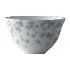 Wik & Walsøe Slåpeblom Skål Ø 14 cm - Benporcelæn - Hvid/blå