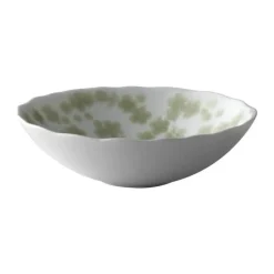 Wik & Walsøe Slåpeblom Skål Ø 12 cm - Benporcelæn - Hvid/grøn
