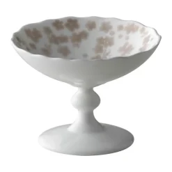 Wik & Walsøe Slåpeblom Skål Med fod Ø 12 cm - Benporcelæn - Hvid/rosa