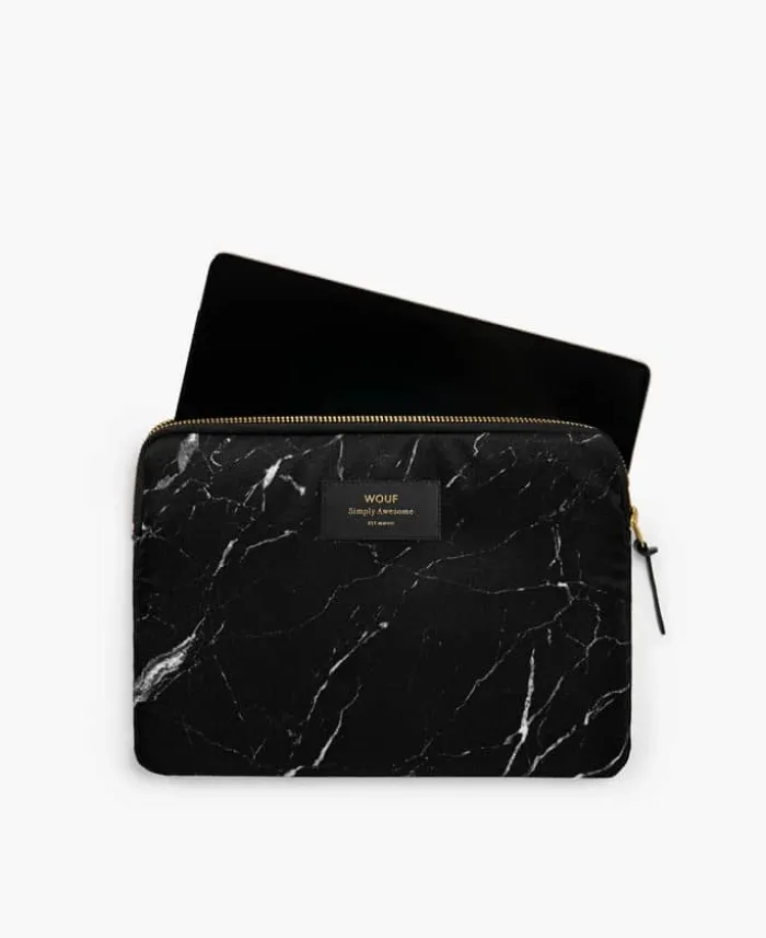 Wouf Black Marble iPad sleeve H 16,9 x 24 cm - Sort marmor