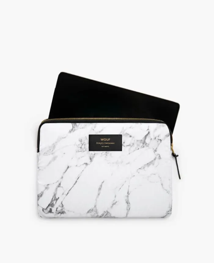 Wouf White Marble iPad sleeve H 16,9 x 24 cm - Hvid marmor