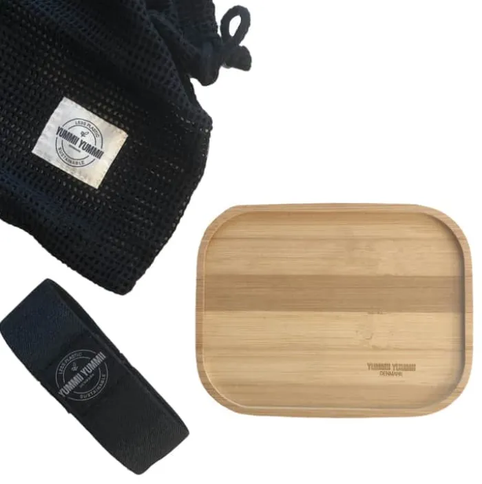 YUMMII YUMMII Bambus låg med elastik- str. medium L 16,7 x B 12,8 x H 1 cm - Bambus/elastik