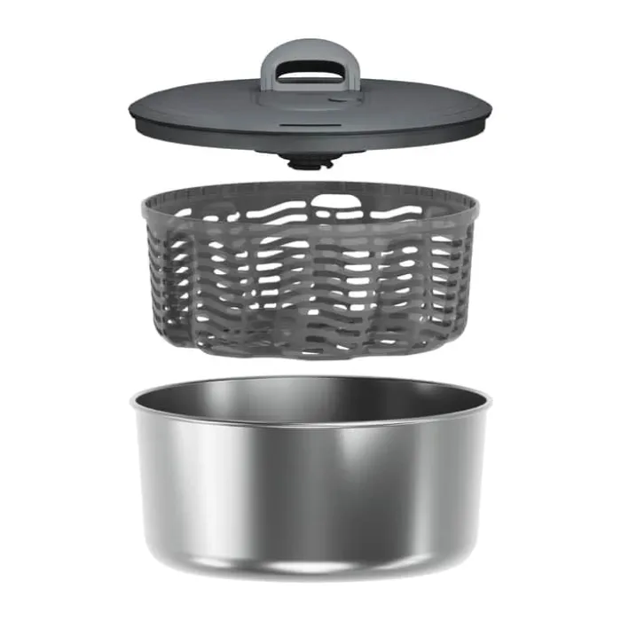Zyliss Easy Spin Salatslynge Ø 23 x H 12 cm - Rustfrit stål/polypropylen/silikone - Grå